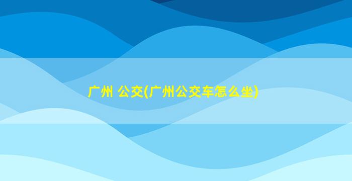 广州 公交(广州公交车怎么坐)